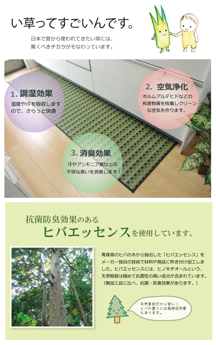 キッチンマット Fドロップ GN 80X240 80×240cm ラグマット カーペット ラグ 絨毯