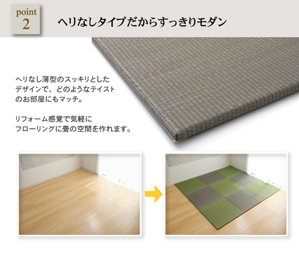置き畳 プラード 半畳 CGY 70X70 70×70×1.7cm ラグマット カーペット ラグ