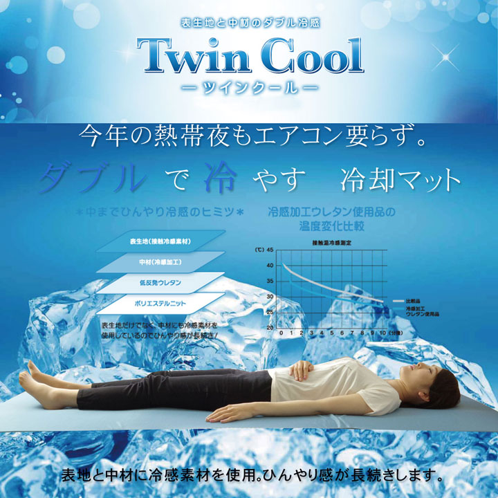 ツインクール 枕パッド ピローパッド 置き枕パッド 低反発 ひんやり 冷