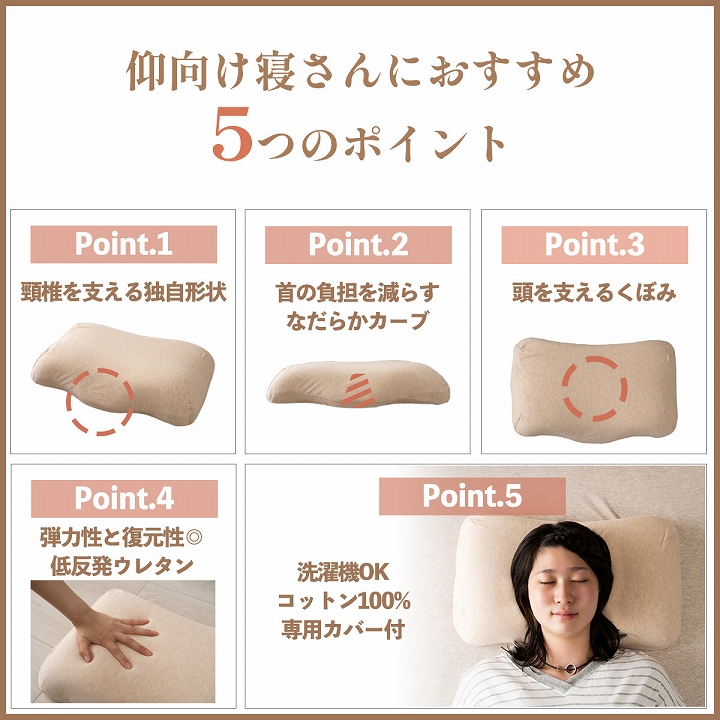 首やすらぎ枕 枕 ピロー カバー付き 低反発枕 肩こり ストレートネック